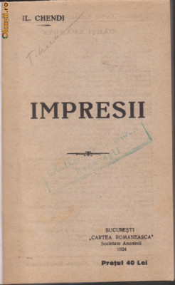 Il.Chendi / IMPRESII (editie 1924) foto