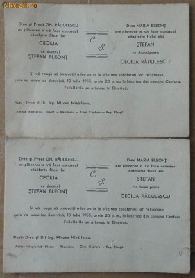 2 invitatii la nunta , comuna Ceptura , 1971 , familie de preoti foto