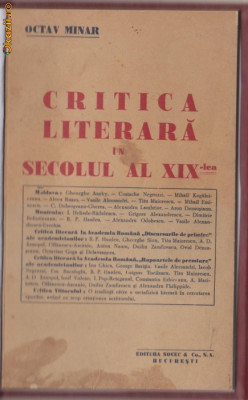 Octav Minar / Critica literara in secolul al XIX-lea (ed.veche) foto