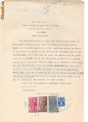 20 Document vechi fiscalizat -1940 -Galati- Certificat Nr.14918 foto