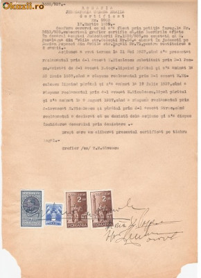 22 Document vechi fiscalizat -1939 -Braila - Certificat Nr.5903 foto