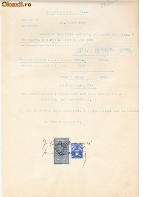 13 Document vechi fiscalizat -Braila-Chitanta-1932-Abramovici... foto
