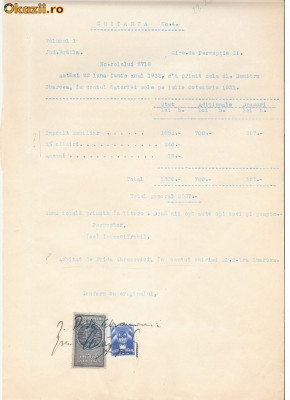 12 Document vechi fiscalizat -Braila-Chitanta-1932-Abramovici... foto
