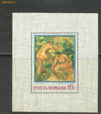 Romania 1974 - PICTURA NUDURI FEMEI DE RENOIR, colita nestampilata Z15 foto