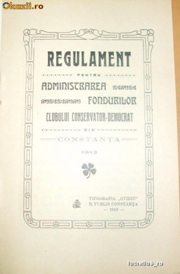 regulament, Clubul Conservator-Democrat-Constanta-1913 foto