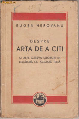 E.Herovanu / Despre arta de a citi (editie 1940) foto