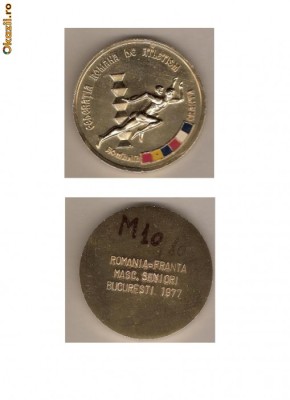 AC 40 Medalie sportiva -F.R.Atletism -Romania -Franta-1977 foto