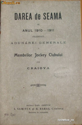 Statut-Dare de Seama-Membrii Jokey Club-Craiova-1911 foto