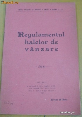 Statut-Regulament-Halelor de vanzare-1909 foto