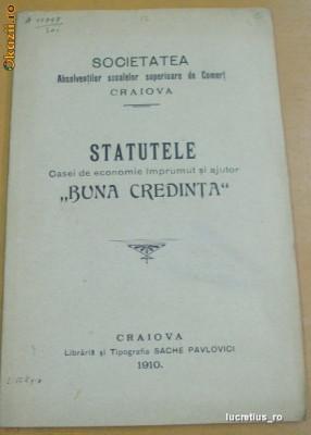 Statut, Soc. Scoalelor de Comert-Craiova-1910 foto