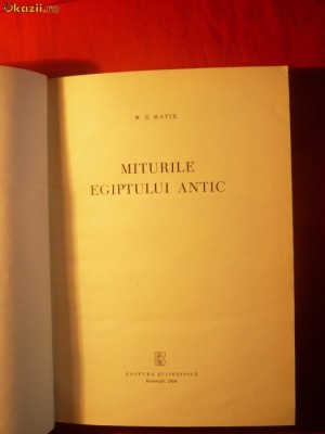 M.E.MATIE - MITURILE EGIPTULUI ANTIC 1958 foto