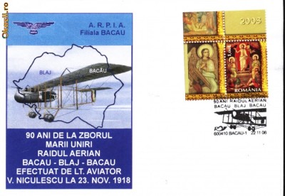 Plic avion Farman 40,zborul marii Uniri, Bacau-Blaj foto