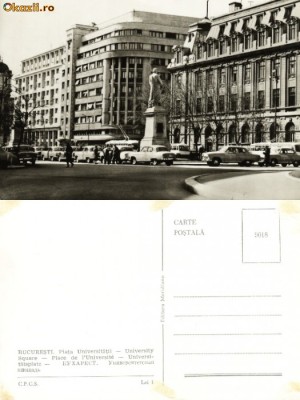 Carte postala ilustrata Piata Universitatii, Bucuresti foto