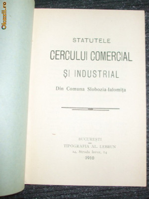 Statut-Cercul Comercial si Industrial Tandarei-Ialomita-1910 foto