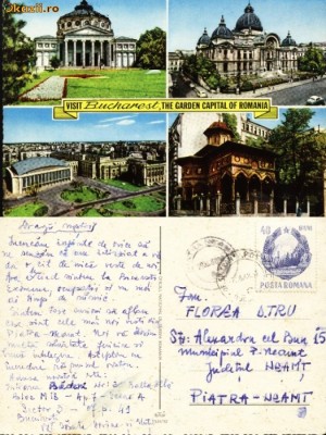Carte postala ilustrata Bucuresti, obiective turistice foto