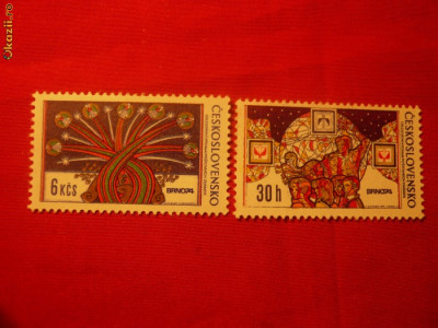 Serie- Exp. Filatelica Nationala 1974 Cehoslovacia , 2 valori foto