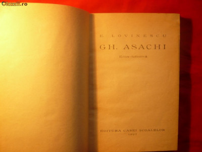 E.LOVINESCU - GH. ASACHI - Ed. definitiva - 1927 foto