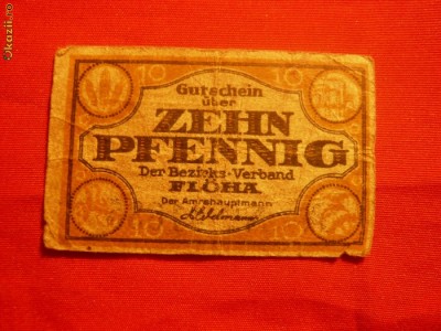 Bancnota-Jeton -magazin Floha -10 Pf.1919 Germania foto