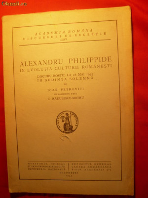 I. Petrovici - Al. Philippide in evolutia culturii rom.-1935 foto
