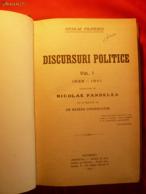 NICOLAE FILIPESCU - Discursuri Politice (1888-1901) ed. 1912 foto