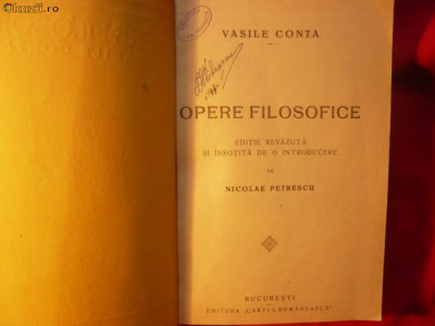 VASILE CONTA - OPERE FILOZOFICE - 1923 foto