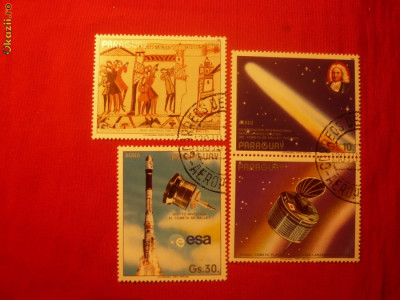 Serie-Cosmos -Cometa Halley 1986 Paraguay ,4 val.stamp foto