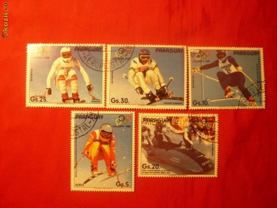 Serie- Olimpiada de la Calgary 1987 Paraguay ,5 val.stamp. foto