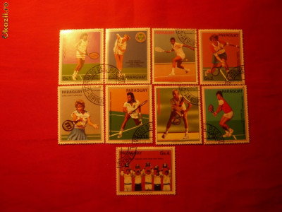 Serie mica- Tenis- Campioni 1986 Paraguay ,6 v+3vignete ,stamp. foto