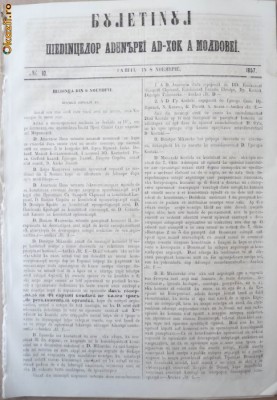 Buletinul sedintelor Adunarii Ad - hoc a Moldovei , nr. 10 , 1857 foto