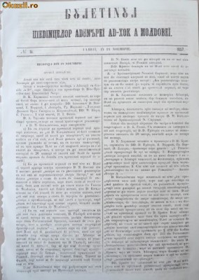 Buletinul sedintelor Adunarii Ad - hoc a Moldovei , nr. 14 , 1857 foto