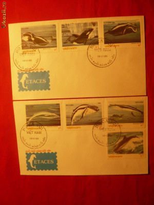 2 Plicuri FDC cu Seria - Balene 1985 Vietnam , 7 valori foto