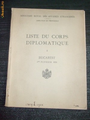 Lista Corpului Diplomatic la Bucuresti-1931 foto