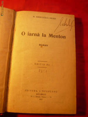 M. RADULESCU - NIGER - O IARNA LA MENTON - 1923 foto