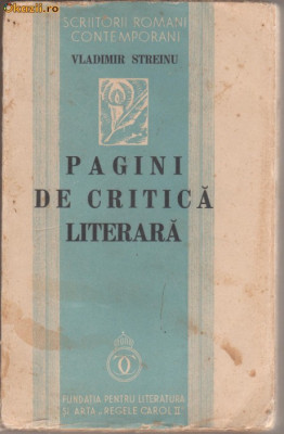 Vl.Streinu / Pagini de critica literara (editie 1938) foto