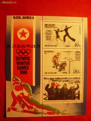 Bloc stamp. - Jocurile Olimpice de Iarna 1980, Coreea de Nord foto