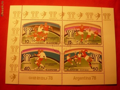 Bloc -Camp.Mond.Fotbal Argentina &amp;#039;78 Coreea de Nord , stamp. foto