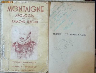 Montaigne , Apologia lui Raimond Sebond , autograf traducator , 1944 , Craiova foto