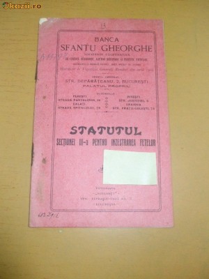 Statut- Banca SFANTU GHEORGHE-Bucuresti-1912 foto