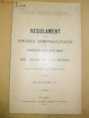 Regulament CFR pentru justificarea veniturilor 1904 foto