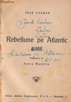 Jack London / Rebeliune pe Atlantic (editie interbelica0 foto