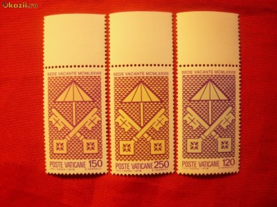 Serie - Scaun Papal Vacant 1978 , VATICAN , 3 valori foto