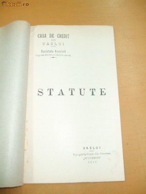Statut Soc. ,,CASA DE CREDIT&amp;amp;quot; Vaslui 1910 foto
