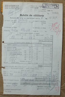 Buletin de calatorie si certificat de reducere CFR pentru Straja Tarii, 1938 foto