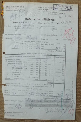 Buletin de calatorie si certificat de reducere CFR pentru Straja Tarii , 1938 foto