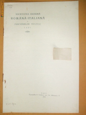 Convocare actionari Soc. textila romano-italiana Iasi 1912 foto