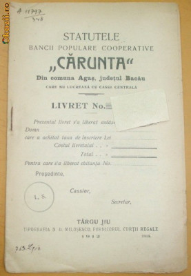 Statut Banca,,CARUNTA&amp;amp;quot; Bacau Tg Jiu 1912 foto