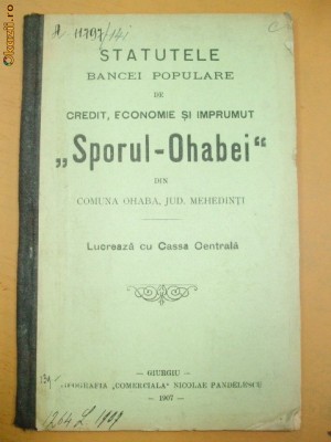 Statut Banca ,,SPORUL OHABEI&amp;amp;quot; Giurgiu 1907 foto