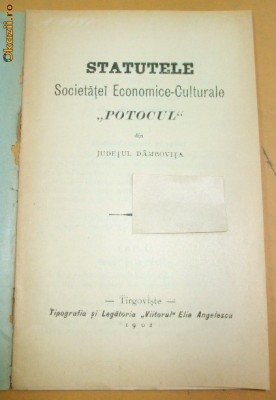 Statut Soc. Ec. ,,POTOCUL&amp;amp;quot; Targoviste 1902 foto