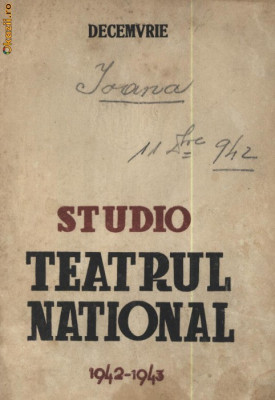 Studio Teatrul National , stagiunea 1942 - 1943 foto