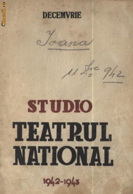 Studio Teatrul National , stagiunea 1942 - 1943 foto